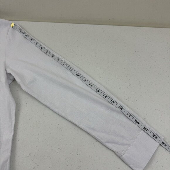 Womens Button Down Long Sleeve Shirts Casual V Neck Cotton Linen Roll Sleeve S - Picture 7 of 9